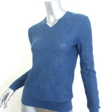 Hermes Embroidered Knit Sweater Blue Size 38 V-Neck Pullover