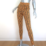 Prada Jacquard Knit Leggings Marigold Stretch Wool Size 38