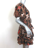 Ulla Johnson Farah Puff Sleeve Ruffled Mini Dress Black Floral Print Silk Size 8