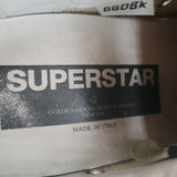 Golden Goose Glitter Star Superstar Sneakers White Leather & Ecru Canvas Size 36