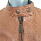 DOMA Leather Bomber Jacket Brown Size Medium