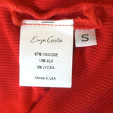 Enza Costa Long Sleeve Cardigan Midi Dress Red Silk-Blend Rib Knit Size Small