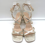 Christian Dior Rhodes Swirl Heel Sandals Gold Metallic Leather Size 36