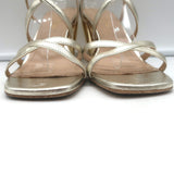 Christian Dior Rhodes Swirl Heel Sandals Gold Metallic Leather Size 36