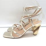 Christian Dior Rhodes Swirl Heel Sandals Gold Metallic Leather Size 36