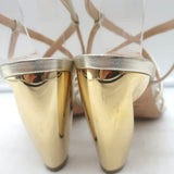 Christian Dior Rhodes Swirl Heel Sandals Gold Metallic Leather Size 36