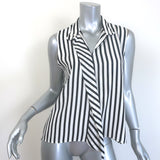 FRAME Striped Cravat Top Black/White Silk Size Small Sleeveless Blouse NEW