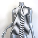 FRAME Striped Cravat Top Black/White Silk Size Small Sleeveless Blouse NEW