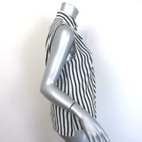 FRAME Striped Cravat Top Black/White Silk Size Small Sleeveless Blouse NEW