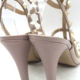 Valentino Rockstud T-Strap Pointed Toe Pumps Poudre Leather & Patent Size 39