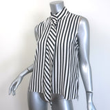 FRAME Striped Cravat Top Black/White Silk Size Small Sleeveless Blouse NEW