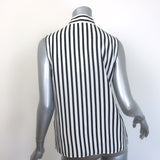 FRAME Striped Cravat Top Black/White Silk Size Small Sleeveless Blouse NEW