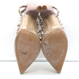 Valentino Rockstud T-Strap Pointed Toe Pumps Poudre Leather & Patent Size 39