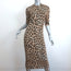 Alice + Olivia Fitted Midi Dress Delora Leopard Print Stretch Jersey Size 6 NEW