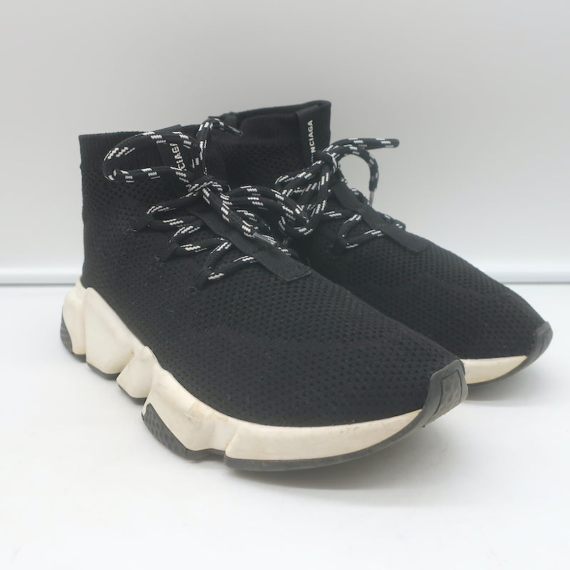 Balenciaga Speed Lace-Up Sock Sneakers Black Knit Size 38.5