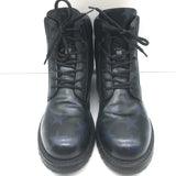 Valentino Camustars Combat Boots Black & Navy Star Print Leather Size 40