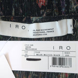 IRO Ruffled Midi Dress Gargas Black Lurex Printed Size 32 Flutter Sleeve NEW