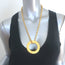 Vintage Celine Logo Disc Pendant Necklace Gold