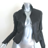 Prada Satin-Trimmed Leather Peplum Jacket Black Size 44