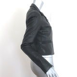 Prada Satin-Trimmed Leather Peplum Jacket Black Size 44