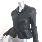 Prada Satin-Trimmed Leather Peplum Jacket Black Size 44