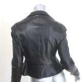 Prada Satin-Trimmed Leather Peplum Jacket Black Size 44