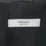 Prada Satin-Trimmed Leather Peplum Jacket Black Size 44
