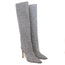 Jimmy Choo Mavis 100 Glitter High Boots Silver Prince Of Wales Check Size 38.5