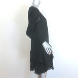 Chloe Pleated-Back Long Sleeve Draped Dress Black Silk-Blend Size 38