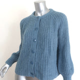 La Maille Sezane Emile Cardigan Summer Blue Ribbed Alpaca-Blend Size Extra Small