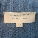 La Maille Sezane Emile Cardigan Summer Blue Ribbed Alpaca-Blend Size Extra Small