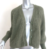 La Maille Sezane Basile Cardigan Olive Ribbed Alpaca-Blend Size Extra Small