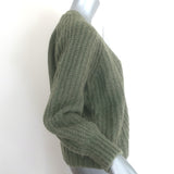 La Maille Sezane Basile Cardigan Olive Ribbed Alpaca-Blend Size Extra Small