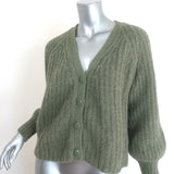 La Maille Sezane Basile Cardigan Olive Ribbed Alpaca-Blend Size Extra Small