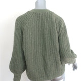 La Maille Sezane Basile Cardigan Olive Ribbed Alpaca-Blend Size Extra Small