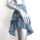 MOTHER The Ruffle Mini Skirt Threading the Needle Acid Wash Denim Size 30