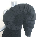 Mara Hoffman Evelyn Ruffled One-Shoulder Popcorn Midi Dress Black Size Small