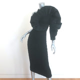 Mara Hoffman Evelyn Ruffled One-Shoulder Popcorn Midi Dress Black Size Small