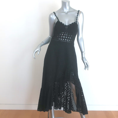 Charo Ruiz Julie Ruffled Broderie Anglaise Midi Dress Black Size Medium