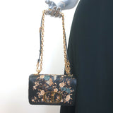 Christian Dior Small Caro Bag Black Embroidered Leather Crossbody NEW