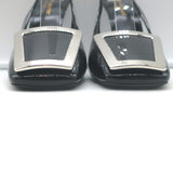 Saint Laurent Pablo Buckle Slingback Pumps Black Patent Leather Size 38.5 NEW