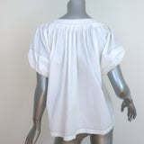 Ulla Johnson Puff Sleeve Top White Topstitched Cotton Size 2