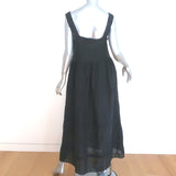 THE GREAT Tiered Maxi Dress Reverie Black Lace-Trim Cotton Size 1