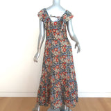 THE GREAT Sleeveless Maxi Dress Geranium Floral Print Ruffled Cotton Size 1