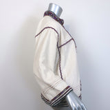 Ulla Johnson Tassel-Tie Jacket Cream Embroidered Raw Silk Size Medium