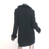St. John Jacket Black Fur-Trimmed Embroidered Knit Size Small
