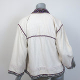 Ulla Johnson Tassel-Tie Jacket Cream Embroidered Raw Silk Size Medium