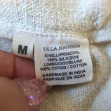 Ulla Johnson Tassel-Tie Jacket Cream Embroidered Raw Silk Size Medium