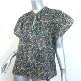Trovata Birds Of Paradis Brett Flutter Sleeve Top Navy Floral Print Size Medium