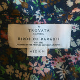 Trovata Birds Of Paradis Brett Flutter Sleeve Top Navy Floral Print Size Medium
